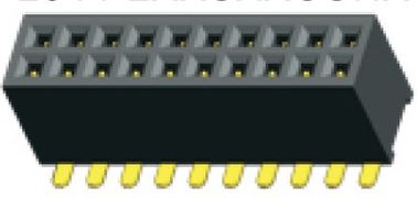 Double noir femelle du connecteur 1.27mm 180° SMT PA9T d'en-tête de Pin de Pin 2*10